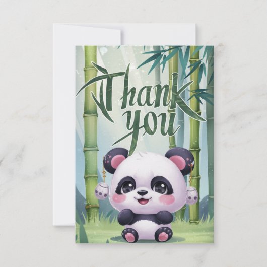 Niedlich Elegant Panda Dankeskarte (Vorderseite)