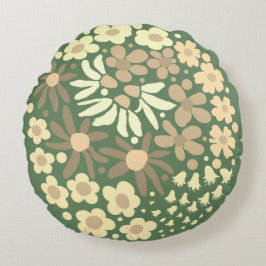 Niedlich Elegante Moderne Retro Beige Blume Seite Rundes Kissen