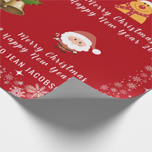 Niedlich Eleganter Santa Claus Rudolph Personalisi Geschenkpapier (Ecke)