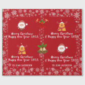 Niedlich Eleganter Santa Claus Rudolph Personalisi Geschenkpapier (Flach)