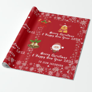 Niedlich Eleganter Santa Claus Rudolph Personalisi Geschenkpapier