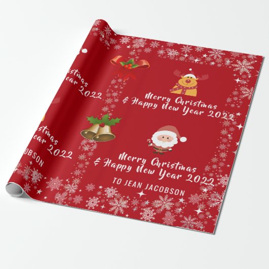 Niedlich Eleganter Santa Claus Rudolph Personalisi Geschenkpapier (Ungerollt)