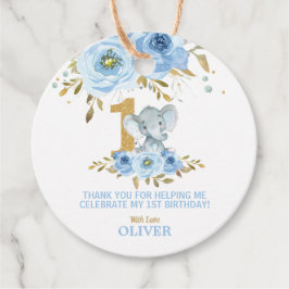 Niedlich Elephant 1. Geburtstag Blue Floral Vielen Geschenkanhänger