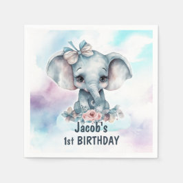 Niedlich Elephant 1. Geburtstag Party Serviette