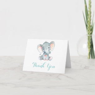 Niedlich Elephant Baby Aqua Aquamarin Türkis und G Dankeskarte