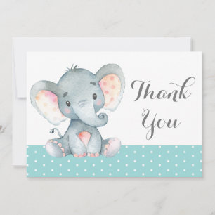 Niedlich Elephant Baby Aqua Aquamarin Türkis und G Dankeskarte