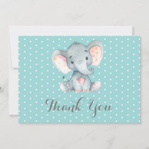 Niedlich Elephant Baby Aqua Aquamarin Türkis und G Dankeskarte