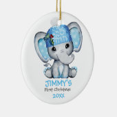 Niedlich Elephant Baby Baby's First Christmas Keramik Ornament (Rechts)