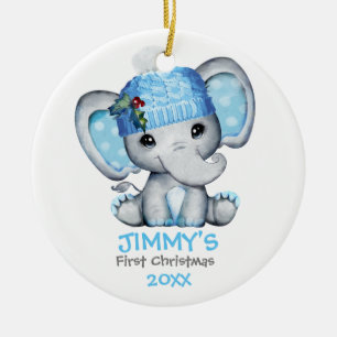 Niedlich Elephant Baby Baby's First Christmas Keramik Ornament