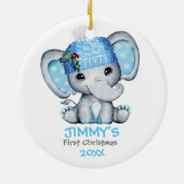 Niedlich Elephant Baby Baby's First Christmas Keramik Ornament (Hinten)