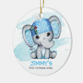Niedlich Elephant Baby Baby's First Christmas Keramik Ornament (Links)