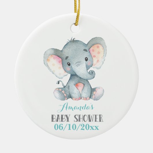 Niedlich Elephant Baby Dusche Aquamarin Aqua Türki Keramik Ornament (Vorne)