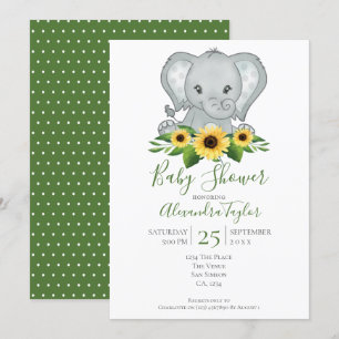 Niedlich Elephant Baby Dusche Personalisiert Einladung