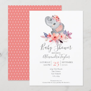 Niedlich Elephant Baby Dusche Personalisiert Einladung
