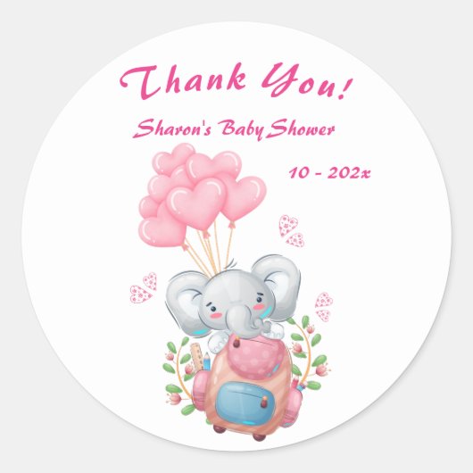 Niedlich Elephant Baby Dusche Vielen Dank Sticker (Vorderseite)