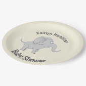 Niedlich Elephant Baby Duwer Pachyderm Pappteller (Schrägansicht)