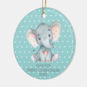 Niedlich Elephant Baby Erste Weihnachten Aquamarin Keramik Ornament (Links)