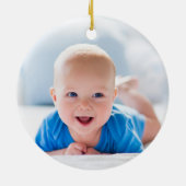 Niedlich Elephant Baby First Christmas Boy Foto Keramik Ornament (Hinten)