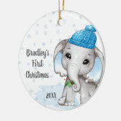 Niedlich Elephant Baby First Christmas Boy Name Keramik Ornament (Links)