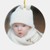 Niedlich Elephant Baby First Christmas Foto Name Keramik Ornament (Hinten)