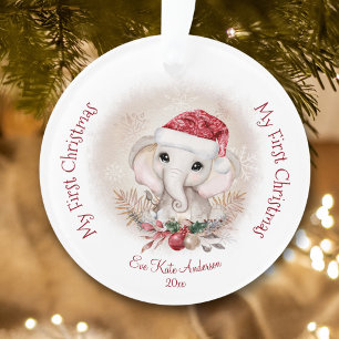 Niedlich Elephant Baby First Christmas Girl Acryli Ornament