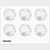 Niedlich Elephant Baby Girl Dusche Vielen Dank Runder Aufkleber (Blatt)