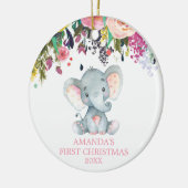 Niedlich Elephant Baby Girl First Christmas Pink Keramik Ornament (Links)
