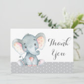 Niedlich Elephant Baby Gray Dankeskarte (Stehend Vorderseite)