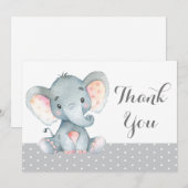 Niedlich Elephant Baby Gray Dankeskarte (Vorne/Hinten)