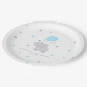 Niedlich Elephant Baby Shower Boy Pappteller (Schrägansicht)