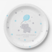 Niedlich Elephant Baby Shower Boy Pappteller (Vorderseite)