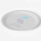 Niedlich Elephant Baby Shower Boy Pappteller (Schrägansicht)