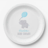 Niedlich Elephant Baby Shower Boy Pappteller (Vorderseite)