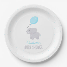 Niedlich Elephant Baby Shower Boy Pappteller