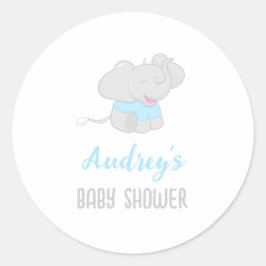 Niedlich Elephant Baby Shower Boy Runder Aufkleber