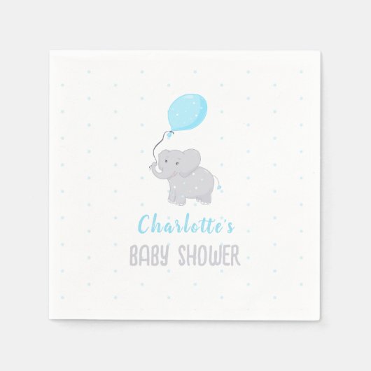 Niedlich Elephant Baby Shower Boy Serviette (Vorderseite)