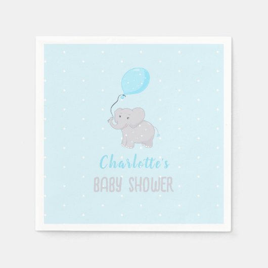 Niedlich Elephant Baby Shower Boy Serviette (Vorderseite)