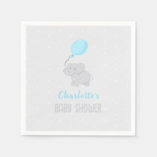 Niedlich Elephant Baby Shower Boy Serviette (Vorderseite)