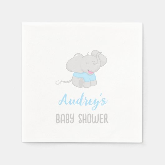 Niedlich Elephant Baby Shower Boy Serviette (Vorderseite)