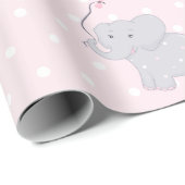 Niedlich Elephant Baby Shower Girl Pink Geschenkpapier (Rolleneckpunkt)