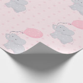 Niedlich Elephant Baby Shower Girl Pink Geschenkpapier (Ecke)