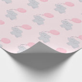 Niedlich Elephant Baby Shower Girl Pink Geschenkpapier (Ecke)