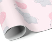 Niedlich Elephant Baby Shower Girl Pink Geschenkpapier (Rolleneckpunkt)