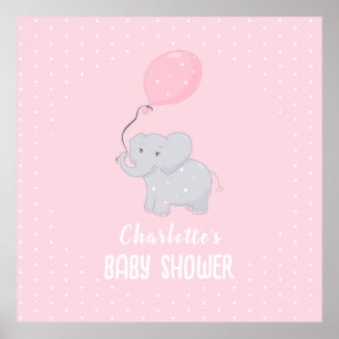 Niedlich Elephant Baby Shower Girl Poster
