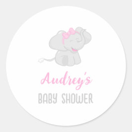Niedlich Elephant Baby Shower Girl Runder Aufkleber