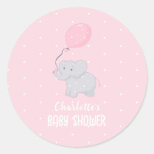 Niedlich Elephant Baby Shower Girl Runder Aufkleber