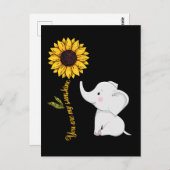 Niedlich Elephant Baby Sunflower Sunshine Postkarte (Vorne/Hinten)