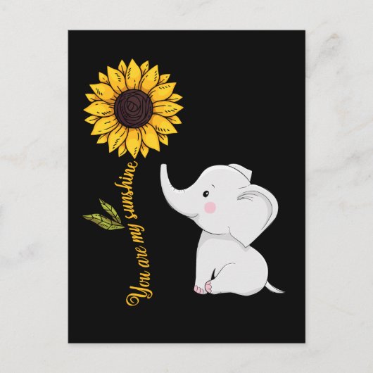 Niedlich Elephant Baby Sunflower Sunshine Postkarte (Vorderseite)