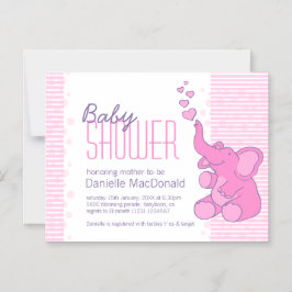 Niedlich Elephant Babydusche hübsche rosa Streifen Magneteinladung