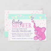 Niedlich Elephant Babydusche mit rosa Einladung (Vorne/Hinten)
